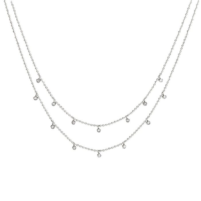 Modische geometrische Edelstahl-Halskette mit Inlay-Zirkon-Edelstahl-Halsketten