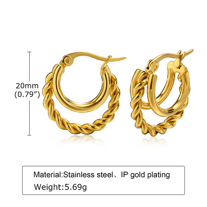 1 Pair Simple Style C Shape Stainless Steel  Plating 18K Gold Plated Hoop Earrings Ear Studs