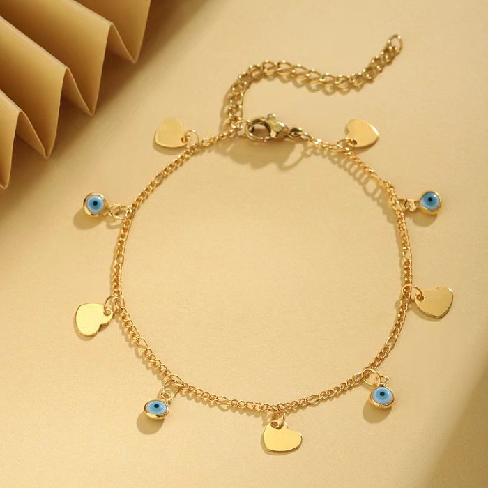 Ethnic Style Heart Shape Eye Stainless Steel Plating 18K Gold Plated Necklace