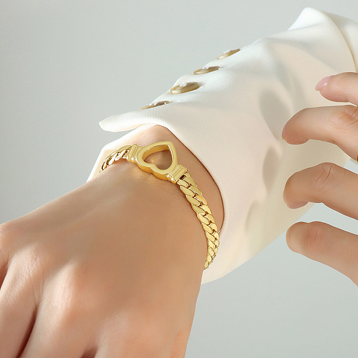 Großhandel 1 Stück Vintage-Stil Herzform Titanstahl 18K vergoldete Armbänder