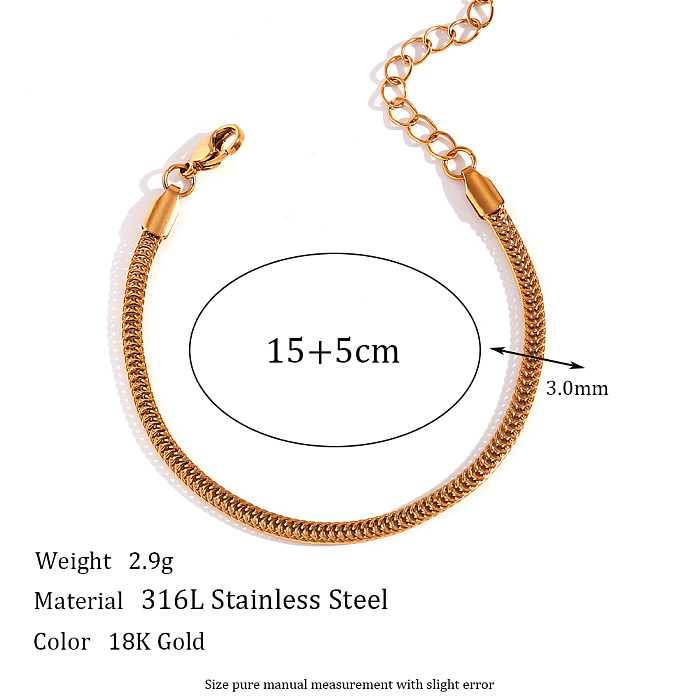 Schlichter Stil, klassischer Stil, ovale, einfarbige Armbänder aus Edelstahl mit 18-Karat-Vergoldung