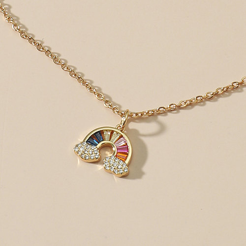 Damen-Halskette mit Regenbogen-Anhänger aus Edelstahl