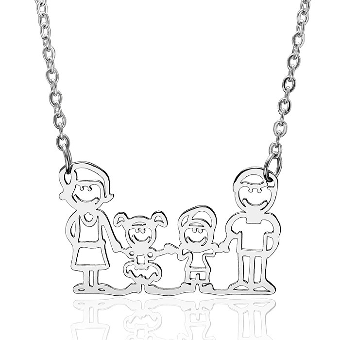 Basic Modern Style Cartoon Stainless Steel  Hollow Out Pendant Necklace