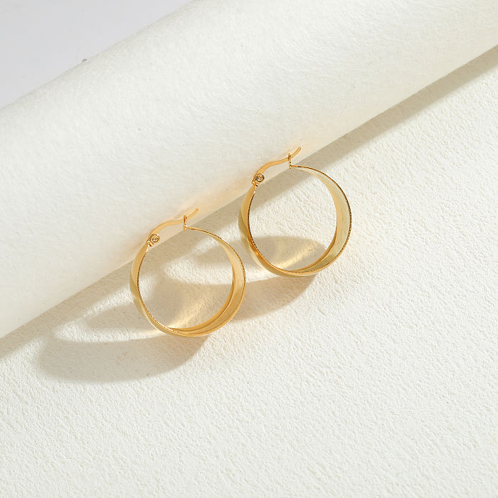 1 Pair Elegant Luxurious Solid Color Asymmetrical Stainless Steel Earrings