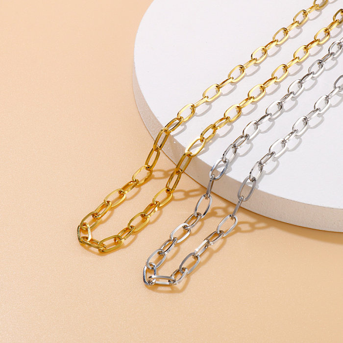 Großhandel Mode Edelstahl ovale geometrische Halskette Schmuck