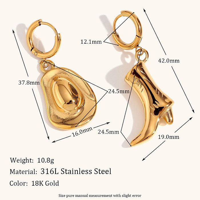 1 par de brincos banhados a ouro 18K de aço inoxidável com revestimento de cor sólida estilo simples