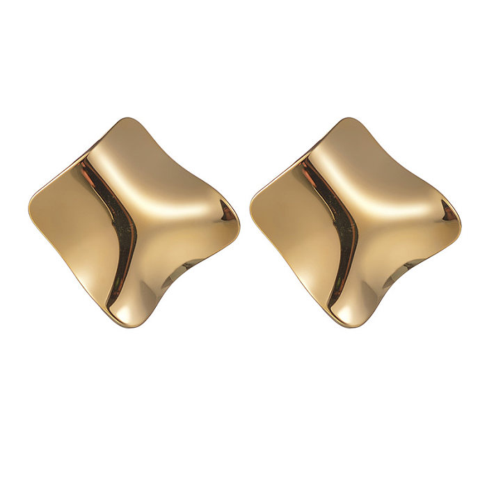 1 paire de clous d'oreilles élégants en acier inoxydable plaqué or 18 carats avec placage géométrique irrégulier