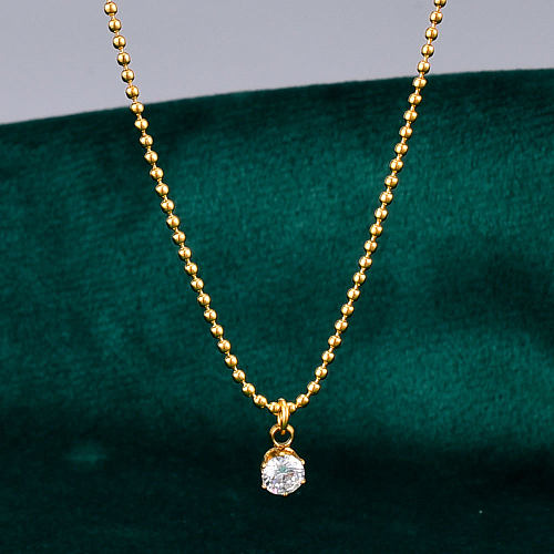 Collar geométrico de acero inoxidable para mujer, collares de acero inoxidable con diamantes de imitación chapados