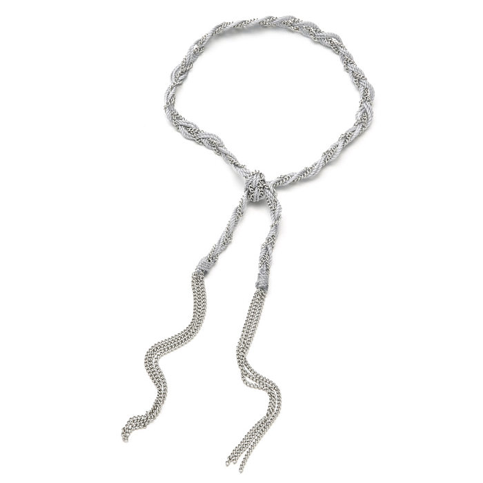 Collier de corde en acier inoxydable torsadé de style ethnique en vrac