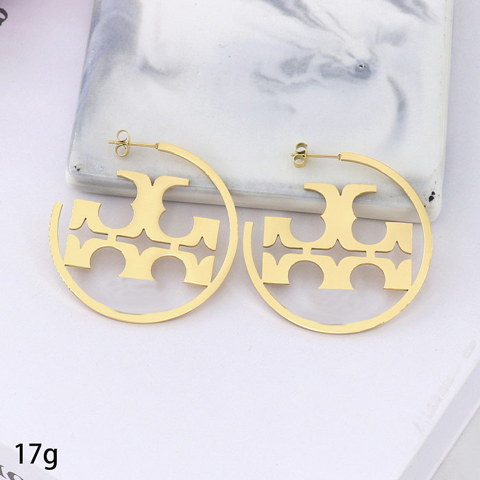 1 Pair IG Style Exaggerated Symbol Hollow Out Carving Stainless Steel  Ear Studs