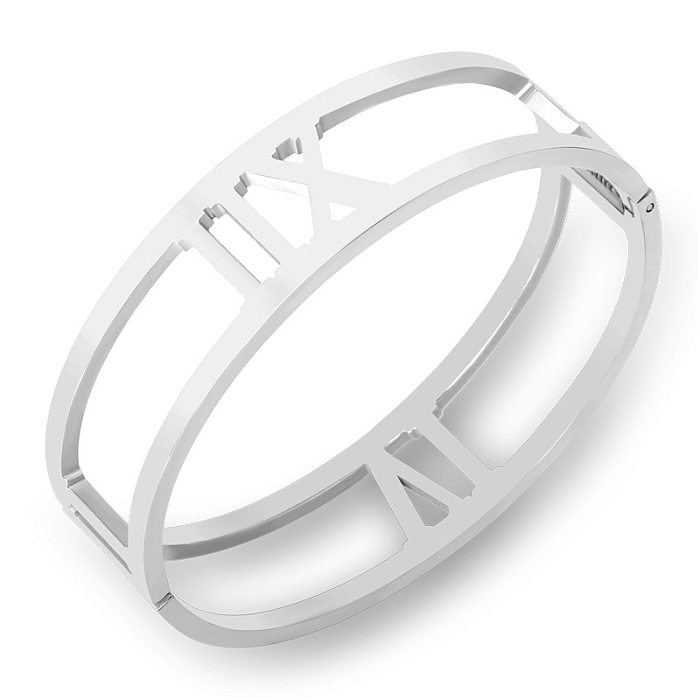 Simple Style Solid Color Stainless Steel Hollow Out Bangle