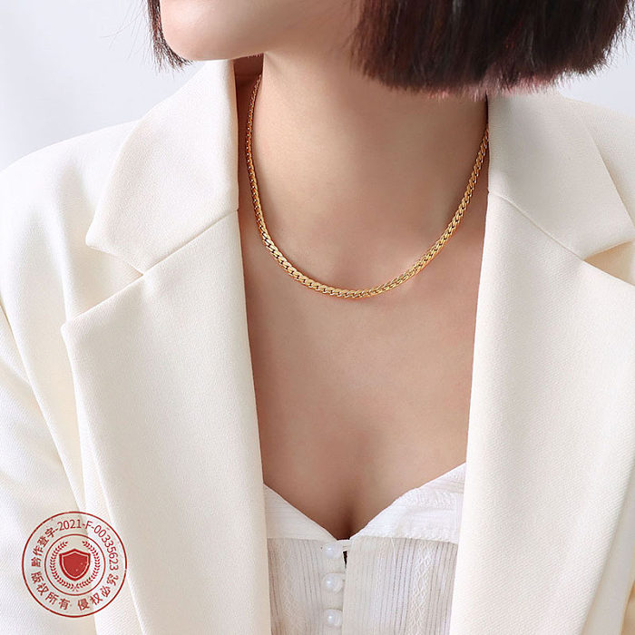 Collar de estilo de diseño de doble Chocke, pulsera de collar de oro real de acero inoxidable 18
