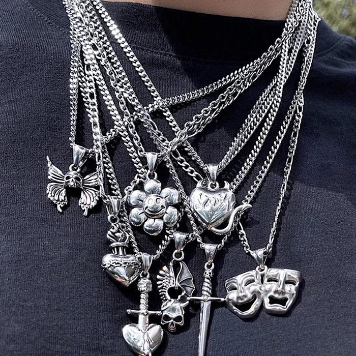 Wholesale Punk Skull Stainless Steel  Alloy Pendant Necklace