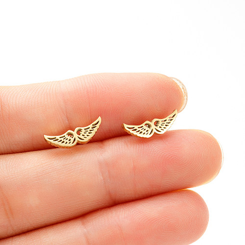 1 Pair Simple Style Wings Polishing Stainless Steel  18K Gold Plated Ear Studs