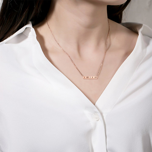 Elegant Lady Modern Style Double Ring Four Leaf Clover Gourd Stainless Steel  Plating Inlay Diamond Rose Gold Plated Pendant Necklace