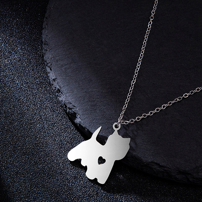 Collier pendentif en acier inoxydable en forme de cœur de chien de Style Simple, colliers ajourés en acier inoxydable 1 pièce