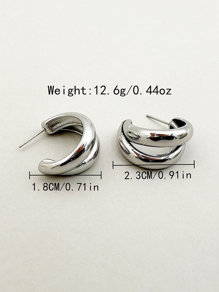 1 Pair Simple Style Commute C Shape Polishing Stainless Steel  Ear Studs