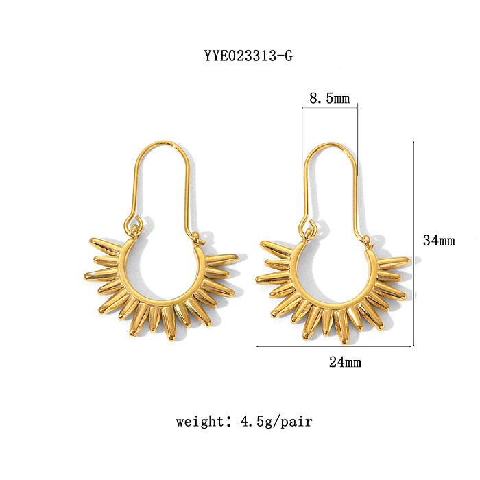 1 Pair Classical French Style Simple Style Sun Plating Stainless Steel  18K Gold Plated Drop Earrings