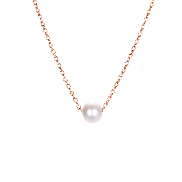 Collar de perlas artificiales con revestimiento de acero inoxidable geométrico de estilo simple