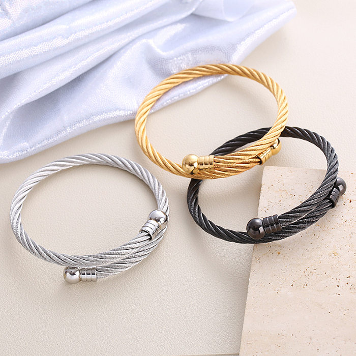 Wholesale Simple Style Geometric Solid Color Stainless Steel Bangle