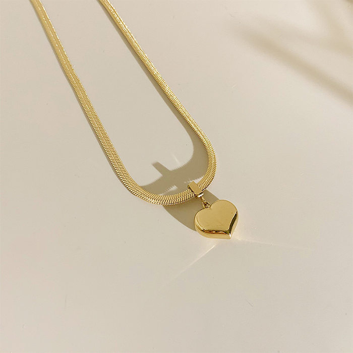 Collier en acier inoxydable en forme de cœur à la mode, chaîne métallique plaquée, colliers en acier inoxydable