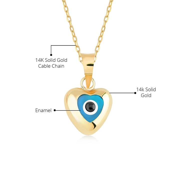 Retro Heart Shape Eye Stainless Steel  Enamel Plating Pendant Necklace 1 Piece