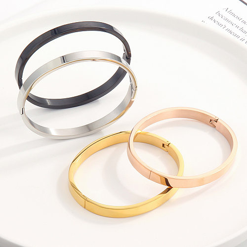 Simple Style Solid Color Titanium Steel Plating Bangle