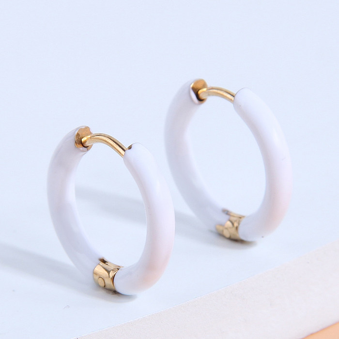 1 Pair Simple Style Round Stainless Steel  Hoop Earrings