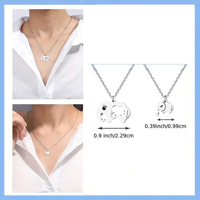Casual Simple Style Elephant Stainless Steel  Hollow Out Pendant Necklace