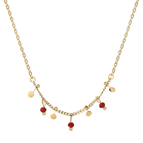 Casual Vintage Style Round Stainless Steel Plating 14K Gold Plated Pendant Necklace