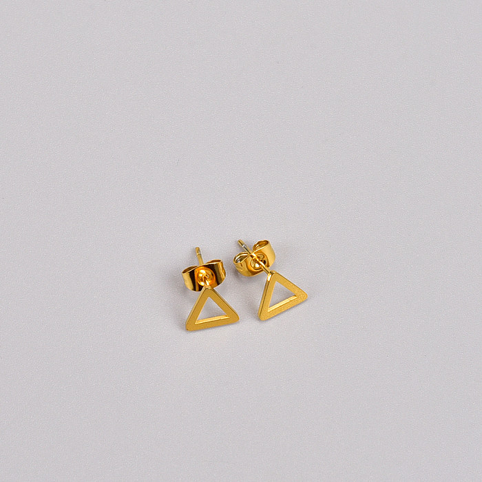 Clous d'oreilles triangulaires de style simple en acier inoxydable plaqué or, 1 paire