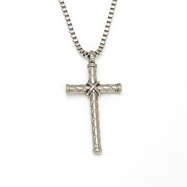 Cross-Border Amazon Retro Retro Stainless Steel Knotted Cross Necklace Hiphop Personality Cross Pendant