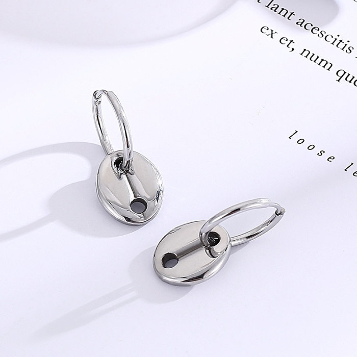 Fashion Coffee Bean Earrings Pig Nose Oval Stainless Steel  Earrings