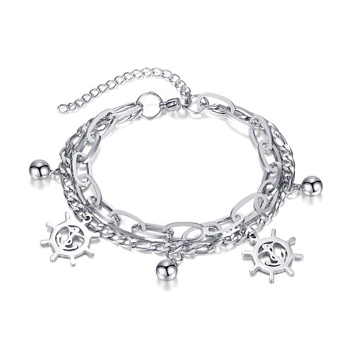 Fashion Anchor Stainless Steel Bracelets Layered Chain No Inlaid Stainless Steel Bracelets
