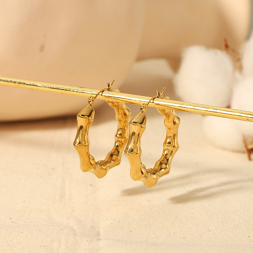 1 Pair Casual Simple Style Round Plating Stainless Steel  18K Gold Plated Hoop Earrings