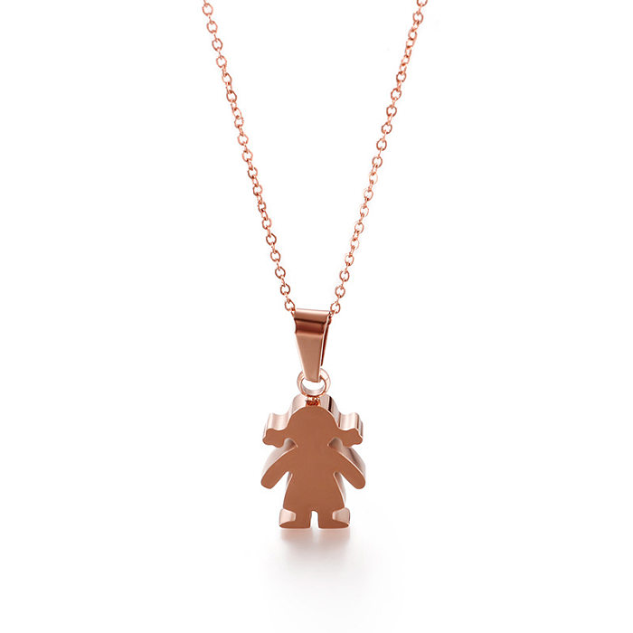 Cartoon Little Girl Stainless Steel  Necklace Wholesale jewelry