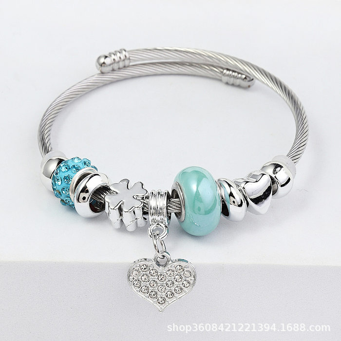 Elegant Heart Shape Butterfly Stainless Steel Bangle In Bulk