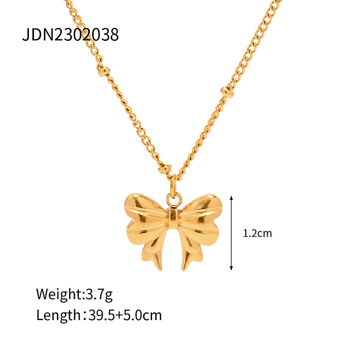 Collier pendentif plaqué en acier inoxydable, 1 pièce, Style INS, nœud papillon