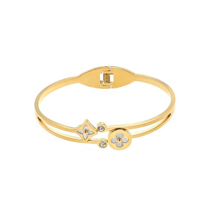 Casual Modern Style Classic Style Round Titanium Steel 18K Gold Plated Bangle In Bulk