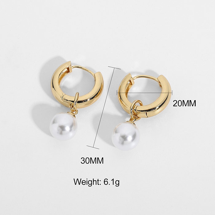 Korean Style Pearl Copper Plating Earrings