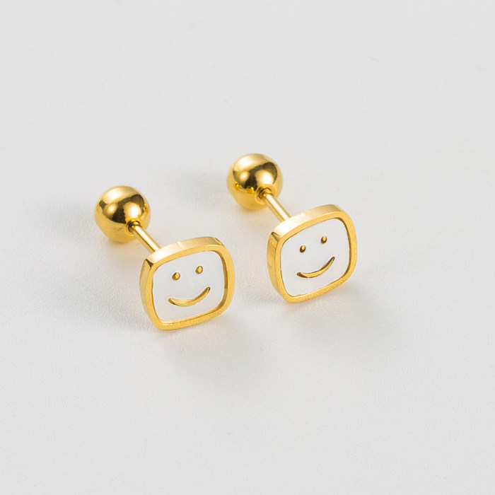 1 Pair Simple Style Round Square Heart Shape Stainless Steel  Stainless Steel Plating Inlay Acrylic Artificial Gemstones Artificial Pearls Ear Studs