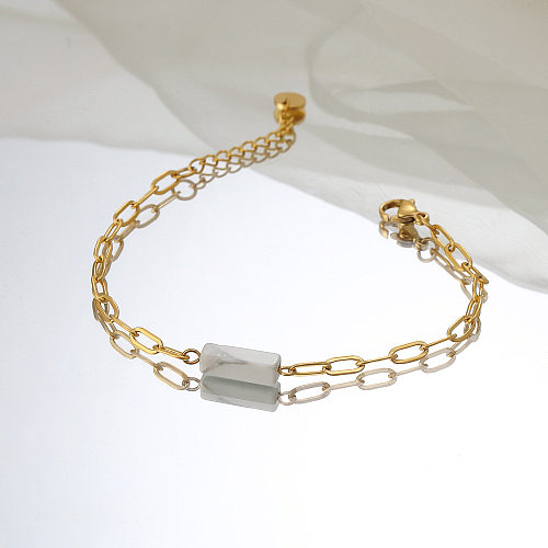 Bracelets en acier titane, pierre naturelle géométrique, Style Simple et décontracté, vente en gros