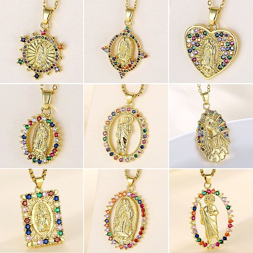 Wholesale INS Style Human Faith Stainless Steel  Stainless Steel 18K Gold Plated Gold Plated Zircon Pendant Necklace