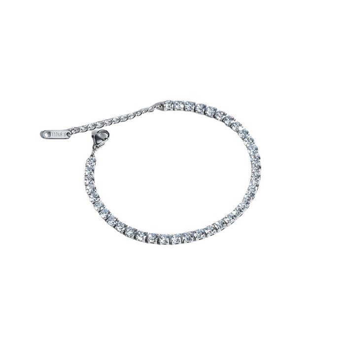 Bracelets en acier titane de couleur unie, Style Simple, incrustation de strass, 1 pièce