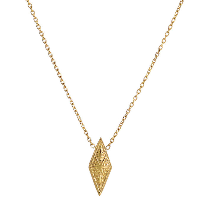 Fashion Rhombus Stainless Steel Gold Plated Pendant Necklace 1 Piece