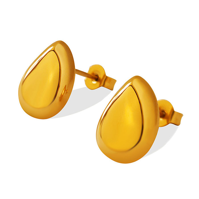 Boucle d'oreille rétro géométrique en forme de goutte d'eau pour femme, en acier inoxydable plaqué or 18 carats, ornement