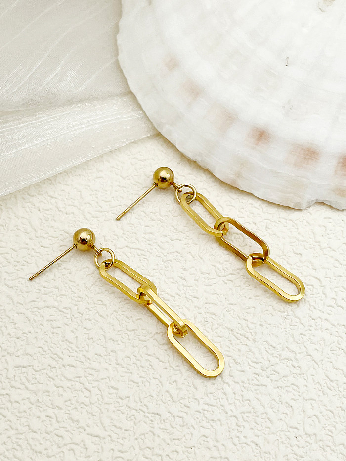 1 Pair Simple Style Geometric Stainless Steel  Polishing Plating Gold Plated Drop Earrings