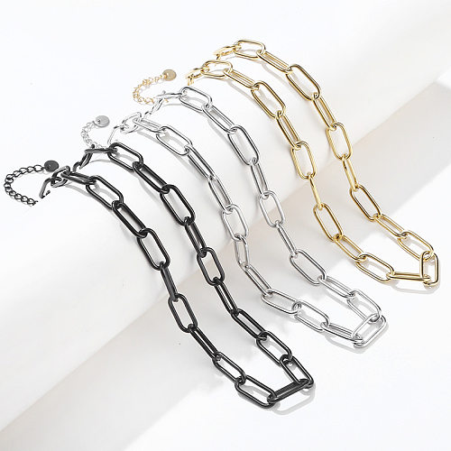 Collar con revestimiento de acero inoxidable con estampado de cadenas de estilo simple