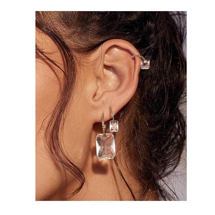 Boucles d'oreilles pendantes géométriques à la mode en acier inoxydable, 1 paire