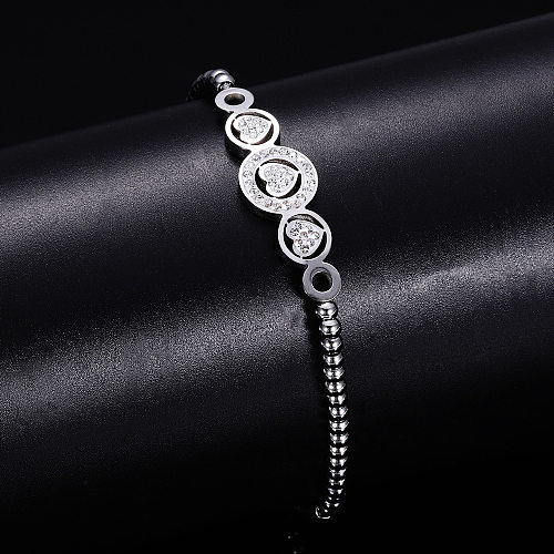 Bracelets de pierres précieuses artificielles en acier titane en forme de cœur doux, 1 pièce